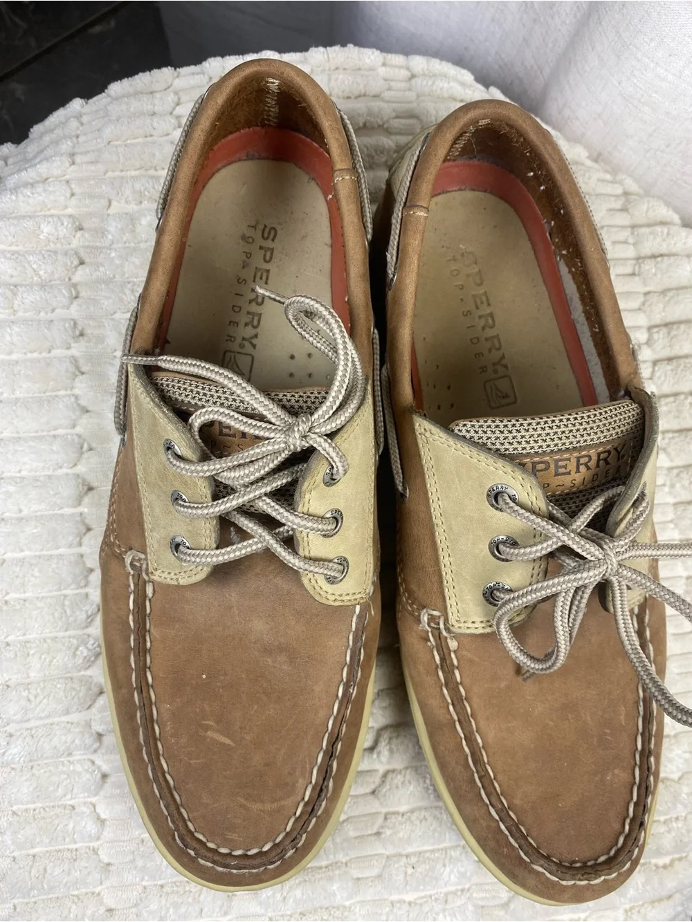 Sperry Top-Sider Billfish 3-Eye Men’s Leather Boat Shoes Tan Beige 10.5M 0799023